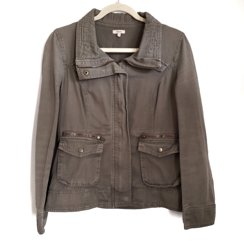Sashimi Jacket Womens M Medium Olive Cargo Military Canvas